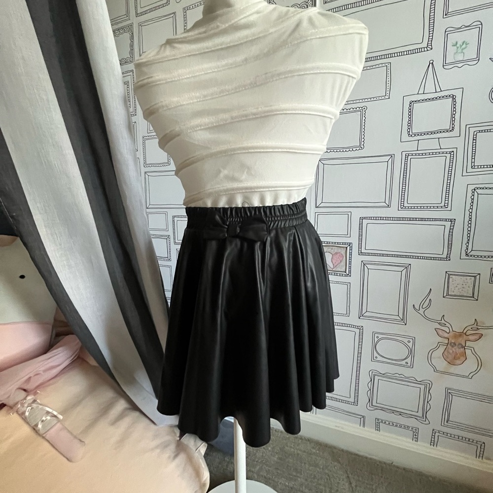 Black Faux Leather Mini with Bow